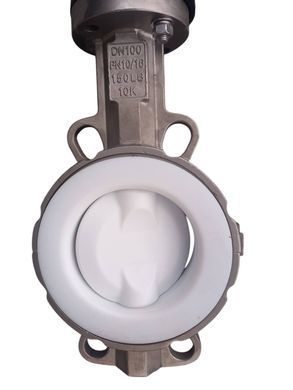 Засувка Батерфляй Ду 100 з нержавіючої сталі футерований PTFE bater-spec-4 фото