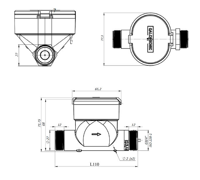 Размеры QALCOSONIC W1 15–2,5